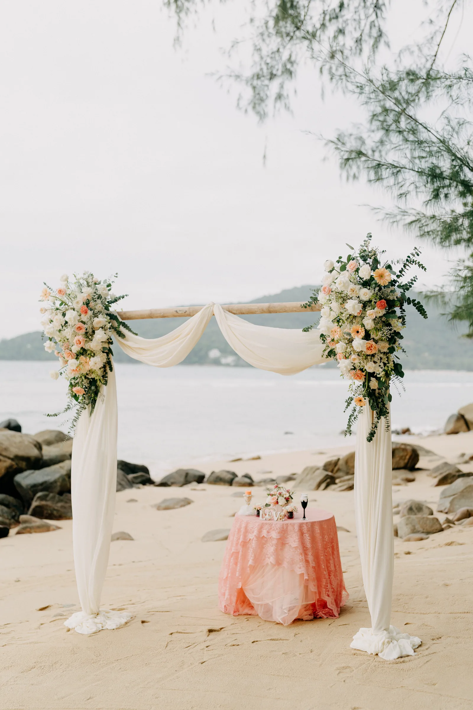 Claire & Jason — Hua Beach, October 2025 — Phuket wedding florals by Supparin