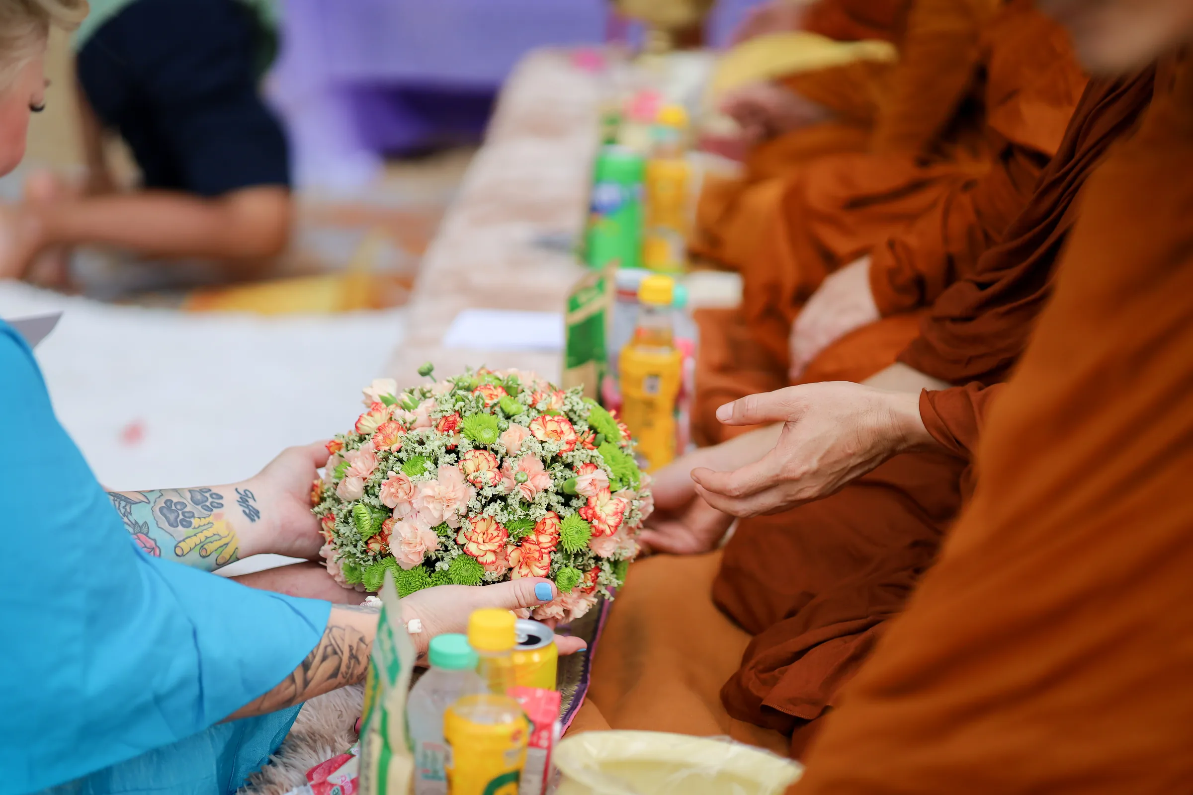 Lorena & Paul — Beach · Thai Monks Blessing & Vow Renewal, October 2025 — Phuket wedding florals by Supparin